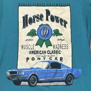 vintage 90s HORSE POWER MUSCLE MADNESS AMERICAN CLASSIC PONYCAR T-Shirt XL car